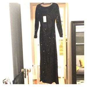 Aidan Mattox black sequin gown